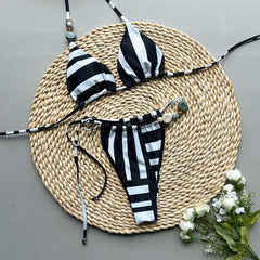 Zara Noir Beaded Bikini Set