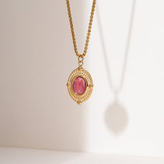 Rhodochrosite 18K Gold Necklace