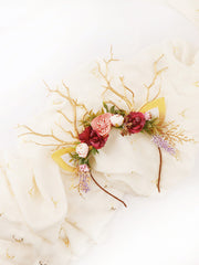 Lavender Flower Christmas Reindeer Headband