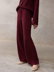 Textured Wool Loose Wide-Leg Pants