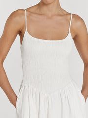 Spaghetti Strap Solid Color Slit Midi Dress