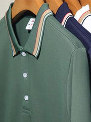 Men's Plus Size Classic Striped Collar Polo Shirt