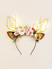 Burgundy Spring Christmas Reindeer Headband