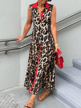 Plus Size Leopard Print Sleeveless Maxi Dress