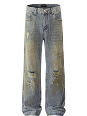 Men's Distressed Wide Leg Jeans