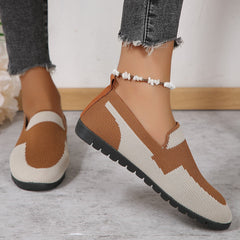 Contrast Mesh Round Toe Flat Slip-Ons