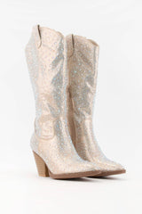 RHINESTONE JEWELED MID-CALF GLAM WESTERN BOOTS