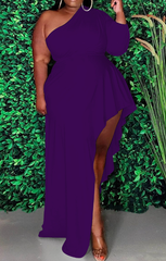 Vestidos largos asimétricos de un solo hombro y color liso