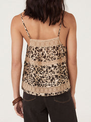 Blusa vintage con botones y estampado de leopardo