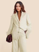 Eleganter, mit Federn verzierter Tweed-Blazer