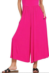 Hot Pink Summer Double Layered Short Sleeve Jumpsuit