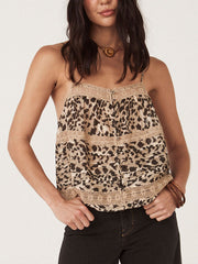 Blusa vintage con botones y estampado de leopardo