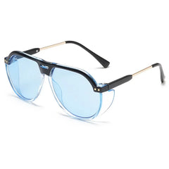 Oversized Aviator Sunglasses with Metal-Plastic Frame