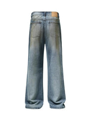 Men's Plus Size Vintage Wash Wide Leg Jeans