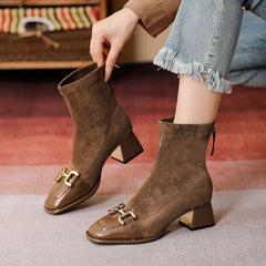 Square Toe Block Heels Boots
