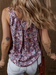 Floral Print Button Front Tank Top