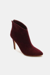 Beast Fashion Suede Stiletto Ankle Booties with Back Zippers