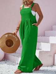 Plus Size Square Neck Wide Leg Overalls