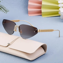 Gold-Accented Sunglasses with Rhinestone Decor