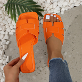 Rhinestone Patchwork Round Toe Slipper