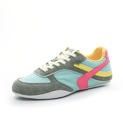 Lace Up Round Toe Contrast Flat Sneakers