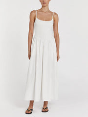 Spaghetti Strap Solid Color Slit Midi Dress