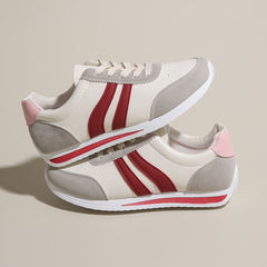 Lace Up Contrast Round Toe Flats Sneakers