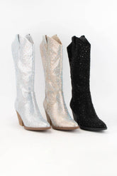 RHINESTONE JEWELED MID-CALF GLAM WESTERN BOOTS