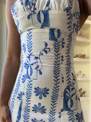 Elegante vestido largo bandeau floral sin espalda