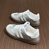 Side Striped Lace Up Round Toe Sneakers