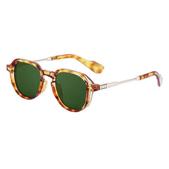 Round Frame Sunglasses with Metal Temples