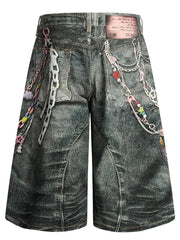 Men's Wide Leg Denim Shorts