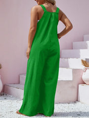 Plus Size Square Neck Wide Leg Overalls