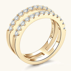 925 Sterling Silver Moissanite Double Layered Ring