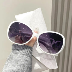 Oval Frame Sunglasses with Decorative Temples