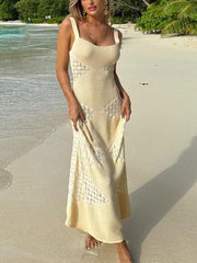 Durchsichtiges, gestricktes Maxikleid mit Sommer-Hohlmuster