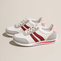 Lace Up Contrast Round Toe Flats Sneakers