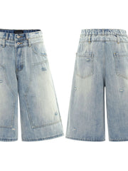 Men's Washed Wide Leg Cropped Jeans