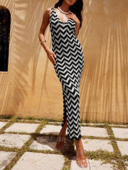Sexy Maxikleid mit V-Ausschnitt und Häkel-Schlitz
