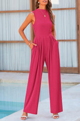 One Piece Ruffled Sleeveless Business Jumpsuit