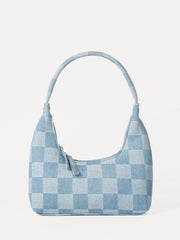 Niche Hand-Held Denim Plaid Dumpling Bag