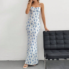 Sophia Blue Porcelain Maxi Dress