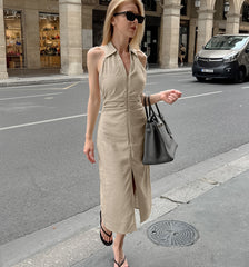 Polo-Neck Dress With Opening