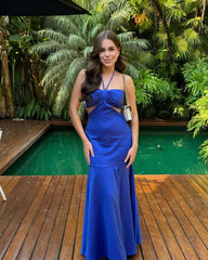 Sleeveless Round Neck High waist Pleated slim Maxi Dress