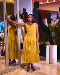 Sleeveless Low Waist Pleated Maxi Dress