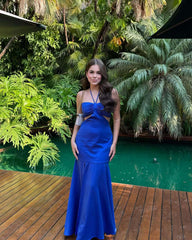 Sleeveless Round Neck High waist Pleated slim Maxi Dress