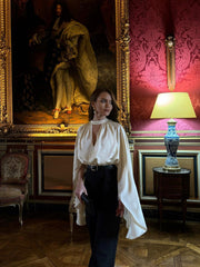 Hollow Loose Solid Color Cape Shirt