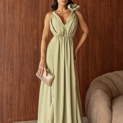 Plunging Neck Ruched Bridesmaid Dress