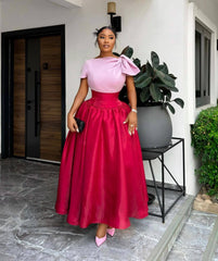 color matching high waist slim long skirt dress