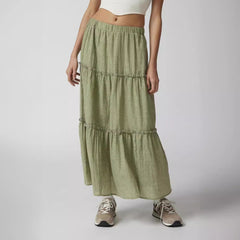 Sage Tiered Maxi Skirt